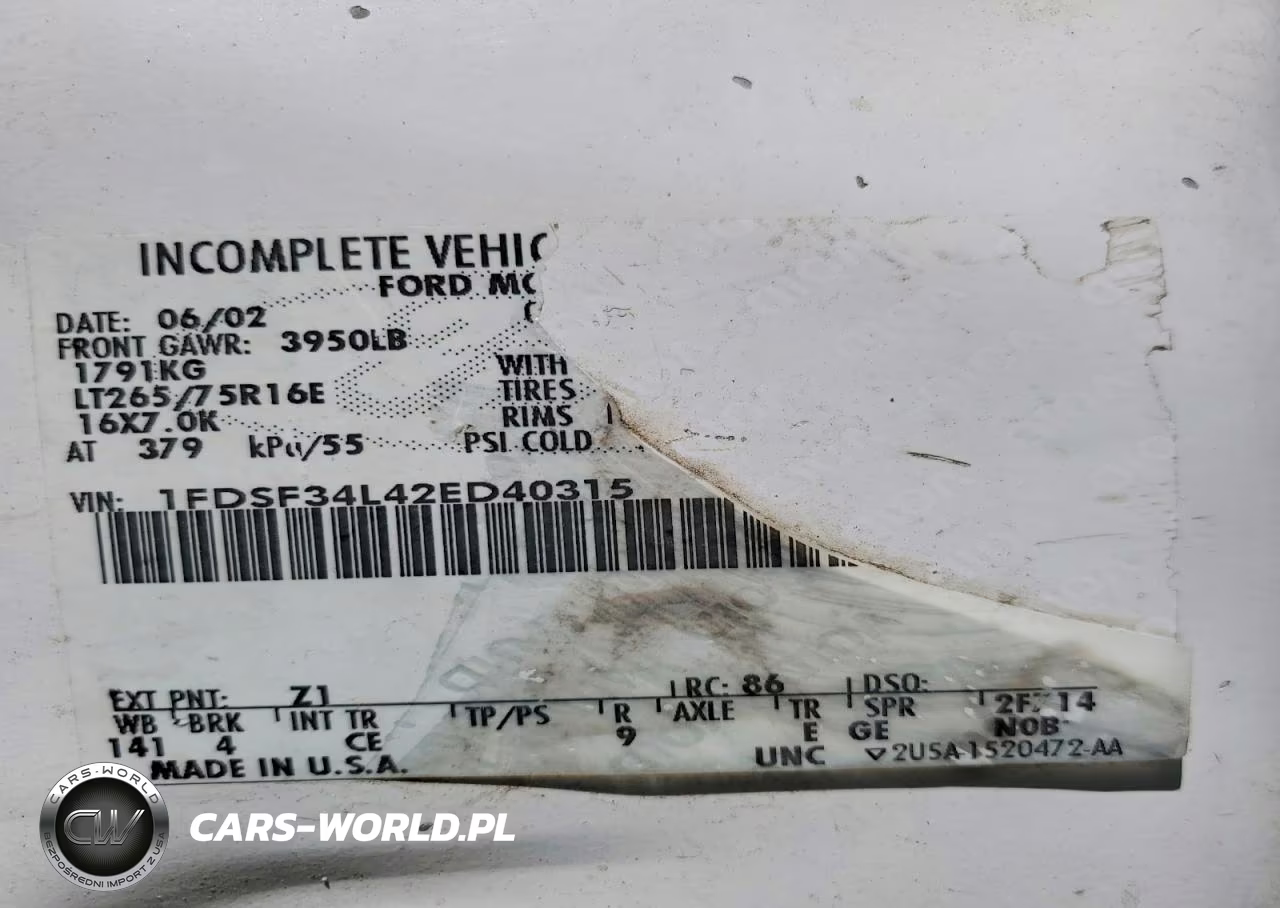 2002 Ford F350 Srw Super Duty VIN:1FDSF34L42ED40315 - 12
