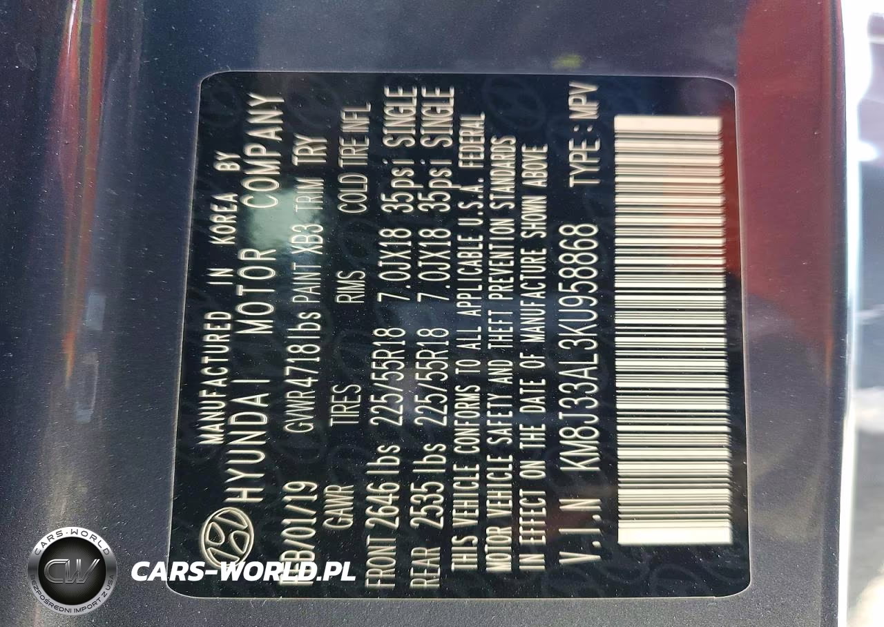2019 Hyundai Tucson Sel VIN:KM8J33AL3KU958868 - 13