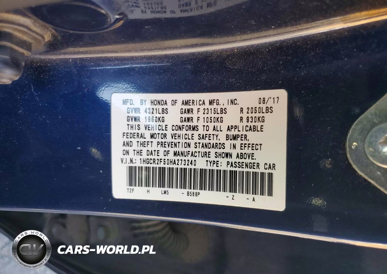 2017 Honda Accord Sport VIN:1HGCR2F50HA273240 - 12