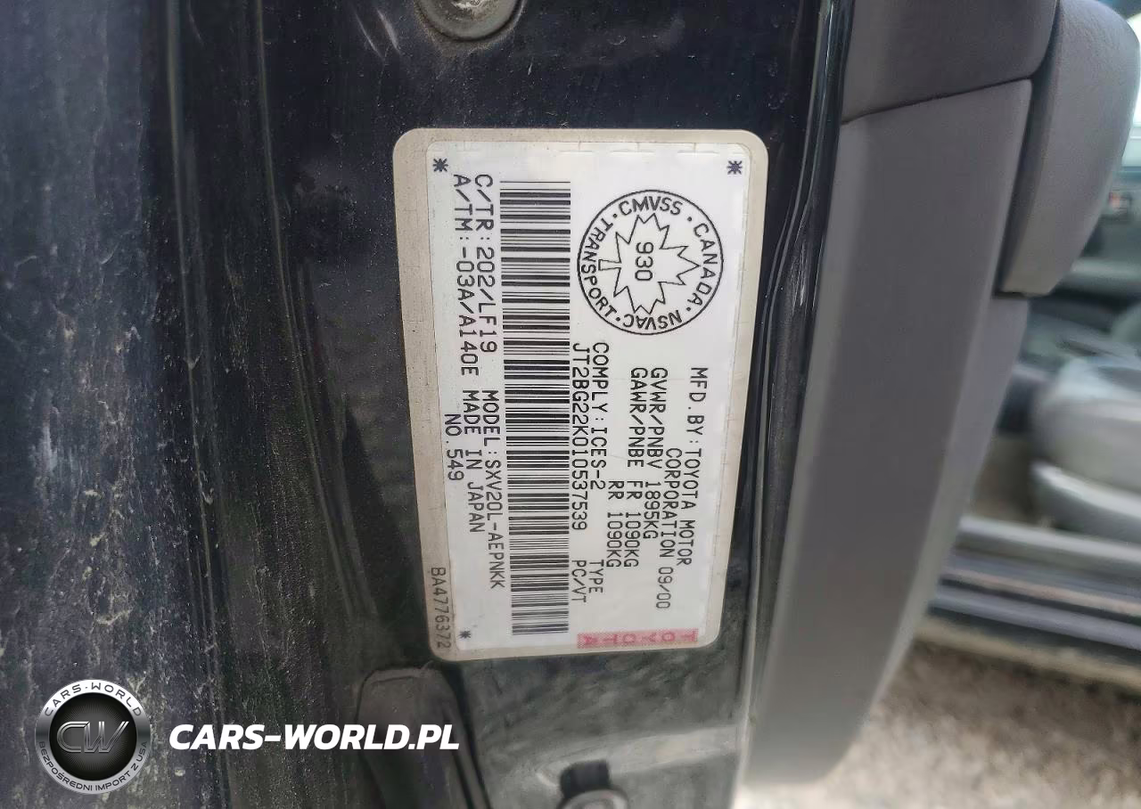 2001 Toyota Camry Ce VIN:JT2BG22K010537539 - 12