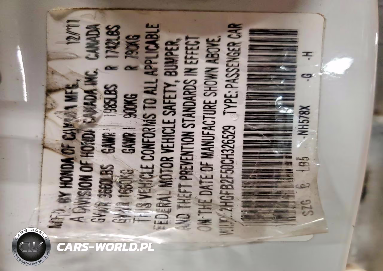 HONDA CIVIC LX VIN:2HGFB2F50CH326529 - 13