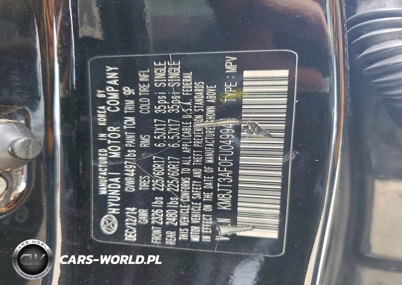2015 Hyundai Tucson Gls VIN:KM8JT3AF0FU049941 - 12