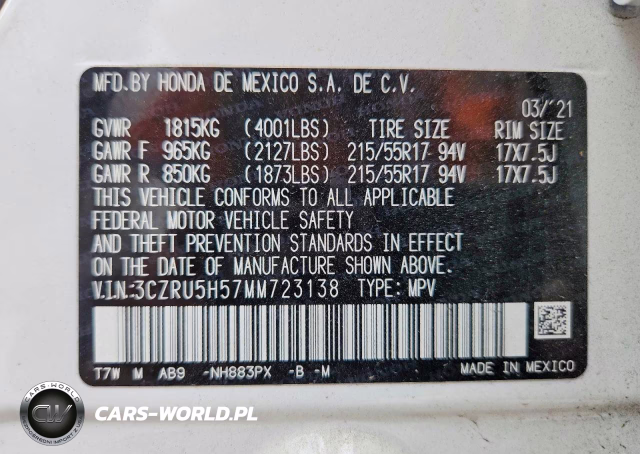 2021 Honda Hr-V Ex VIN:3CZRU5H57MM723138 - 13
