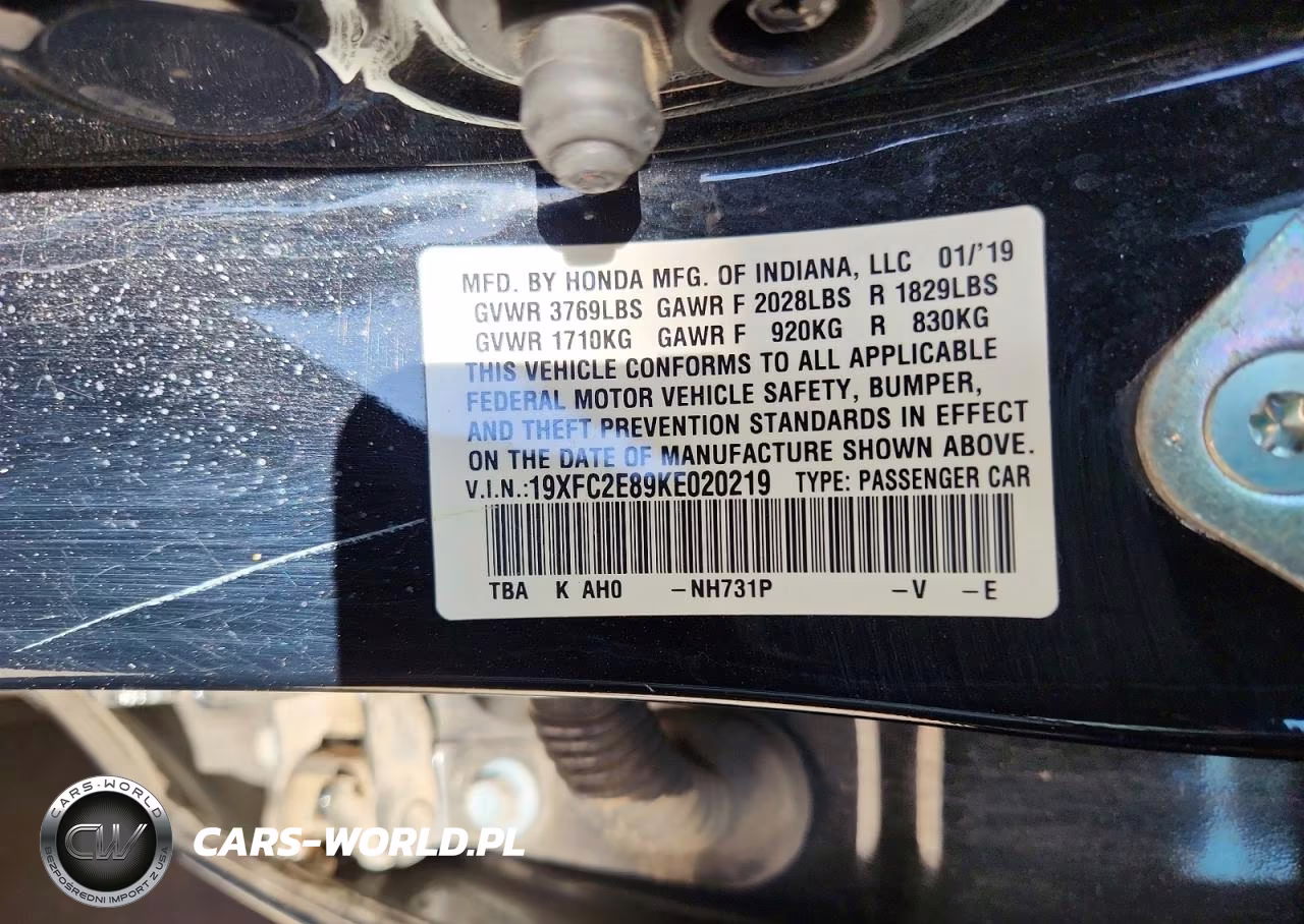2019 Honda Civic Sport VIN:19XFC2E89KE020219 - 13