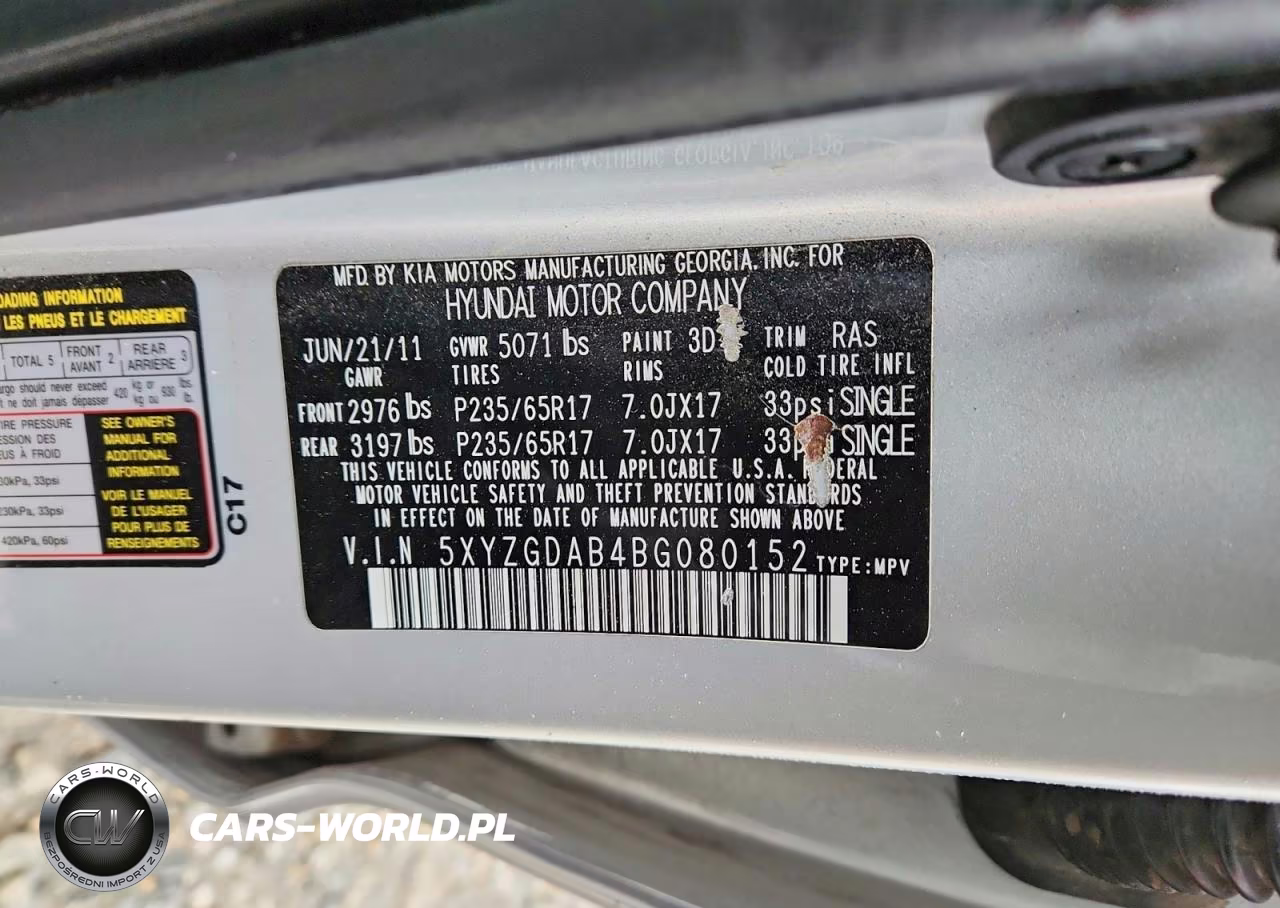 2011 Hyundai Santa Fe Gls VIN:5XYZGDAB4BG080152 - 13