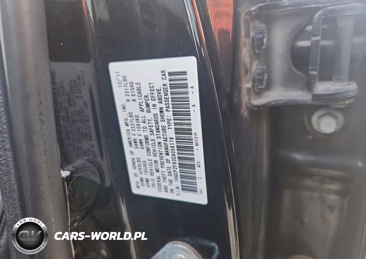 2012 Honda Accord Se VIN:1HGCP2F60CA056178 - 12