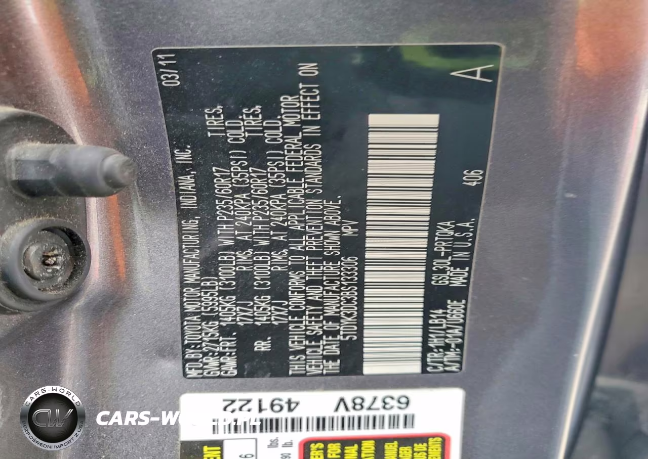 2011 Toyota Sienna Xle 8-Passenger VIN:5TDYK3DC3BS133306 - 13
