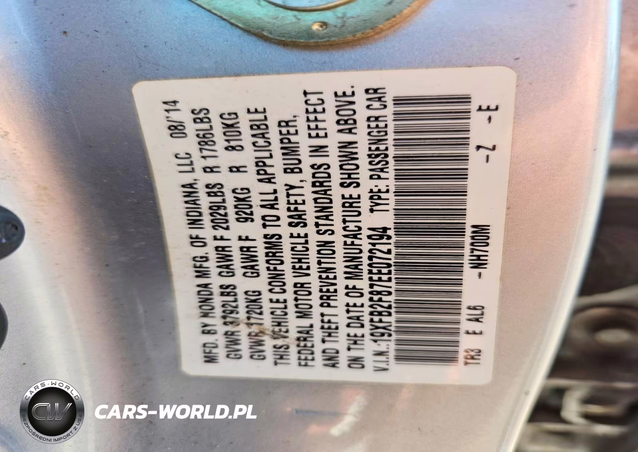 2014 Honda Civic Ex VIN:19XFB2F87EE072194 - 13