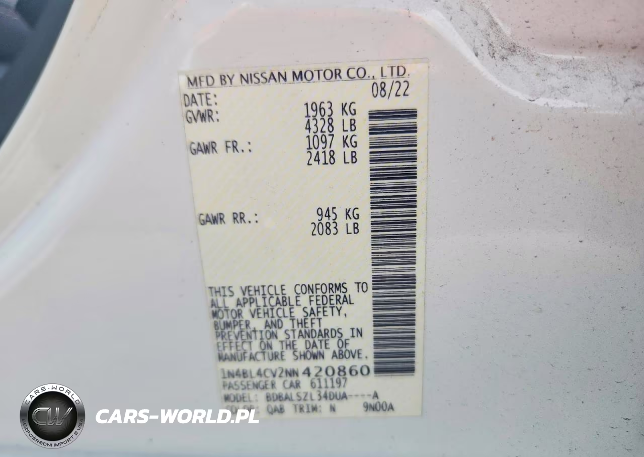 2022 Nissan Altima Sr VIN:1N4BL4CV2NN420860 - 12
