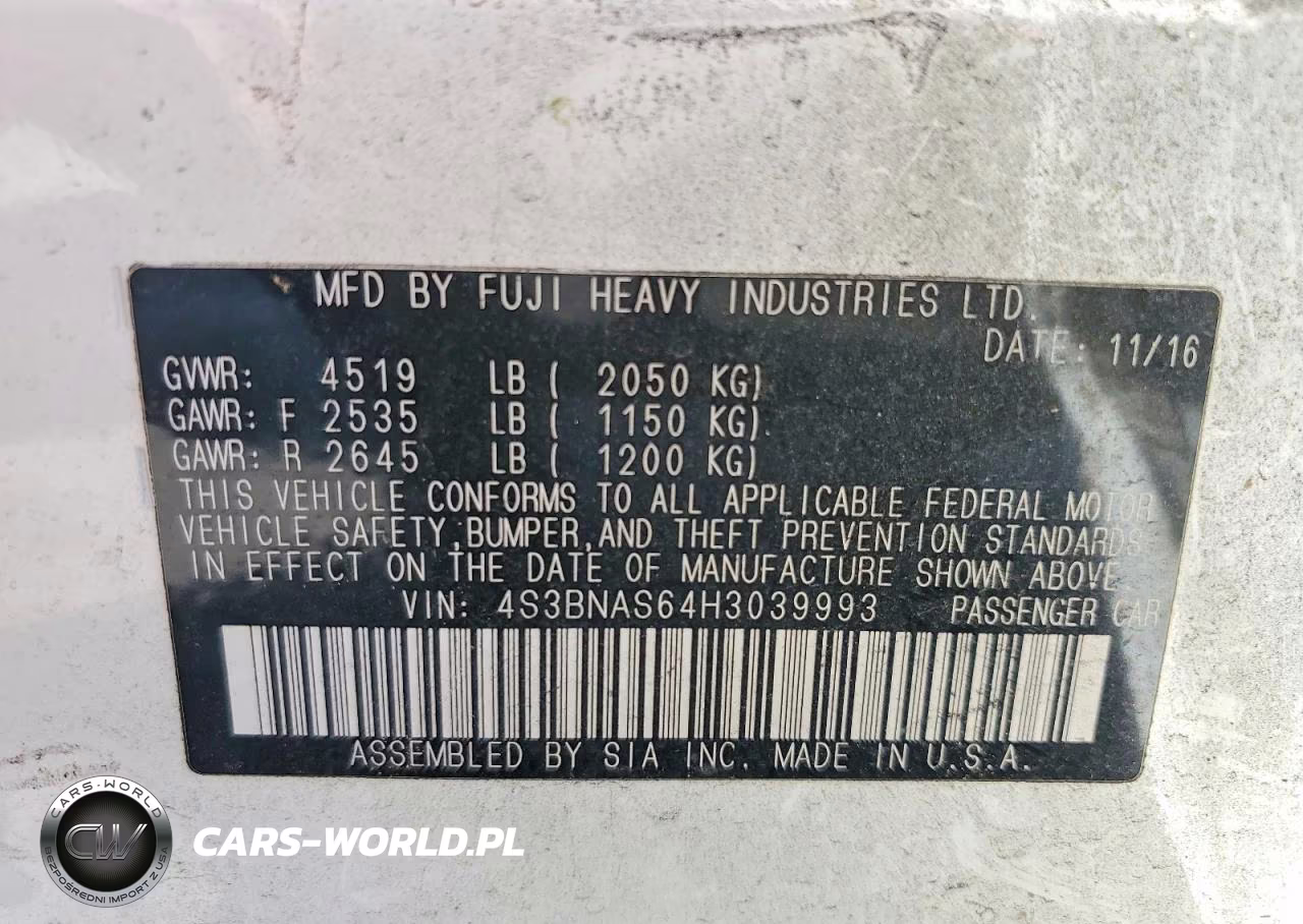 2017 Subaru Legacy Sport VIN:4S3BNAS64H3039993 - 12