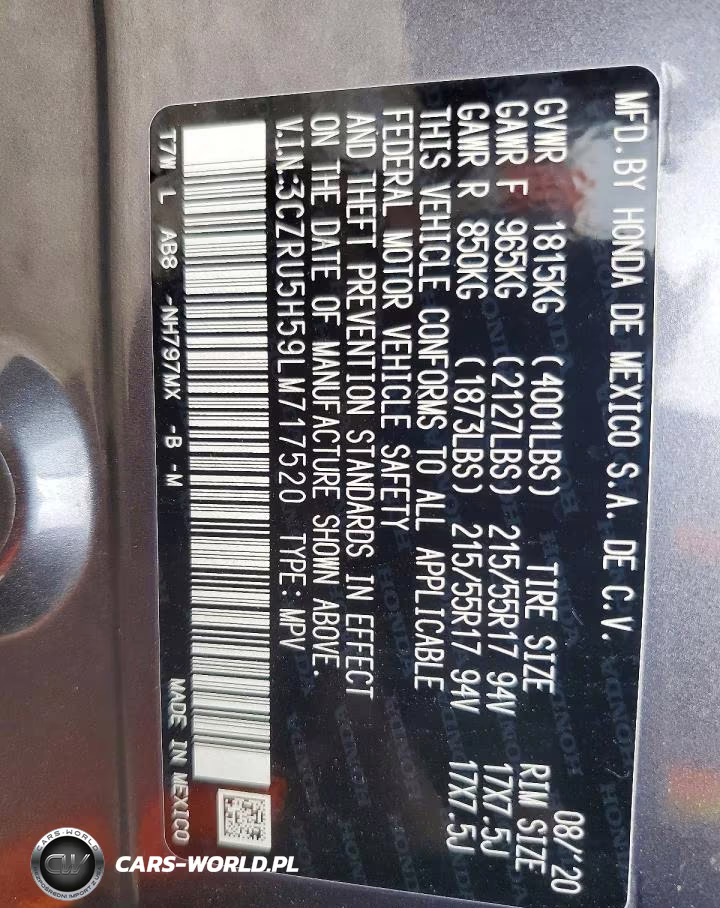 2020 Honda Hr-V Ex VIN:3CZRU5H59LM717520 - 13