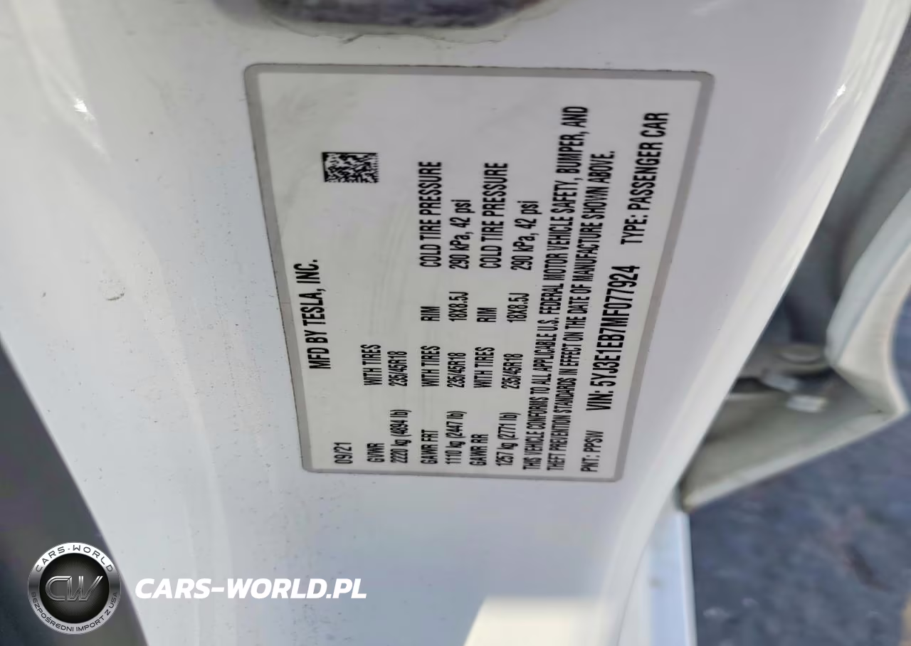 2021 Tesla Model 3 VIN:5YJ3E1EB7MF077924 - 13