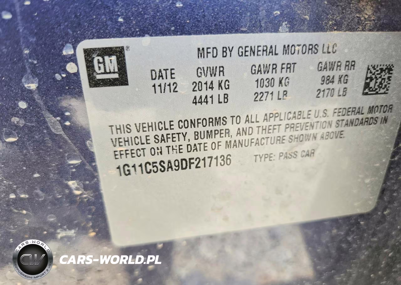 2013 Chevrolet Malibu VIN:1G11C5SA9DF217136 - 12