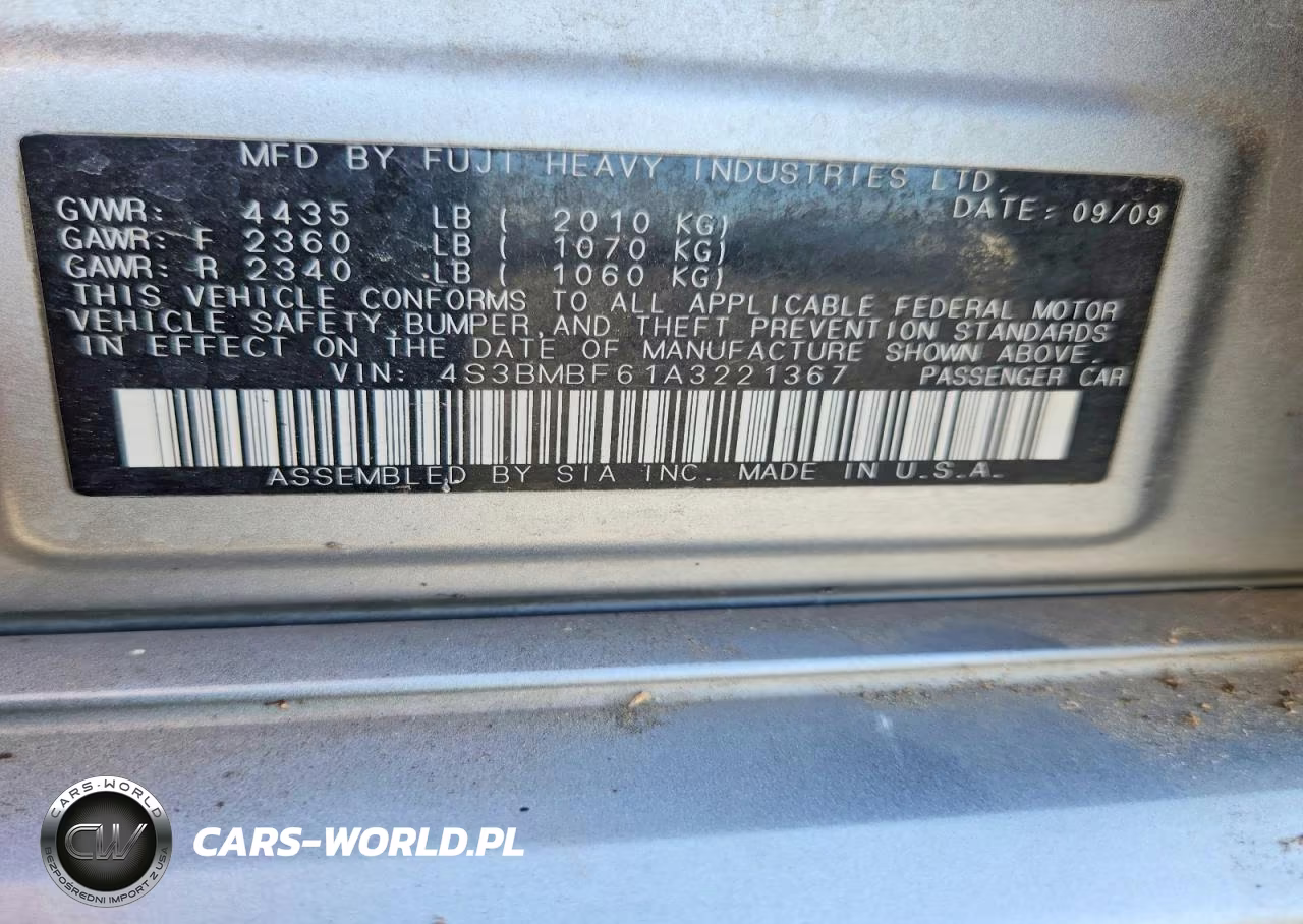 2010 Subaru Legacy 2.5I Premium VIN:4S3BMBF61A3221367 - 12