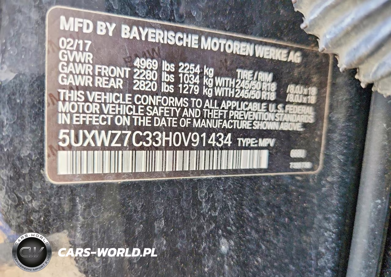 2017 BMW X3 Sdrive28I VIN:5UXWZ7C33H0V91434 - 13