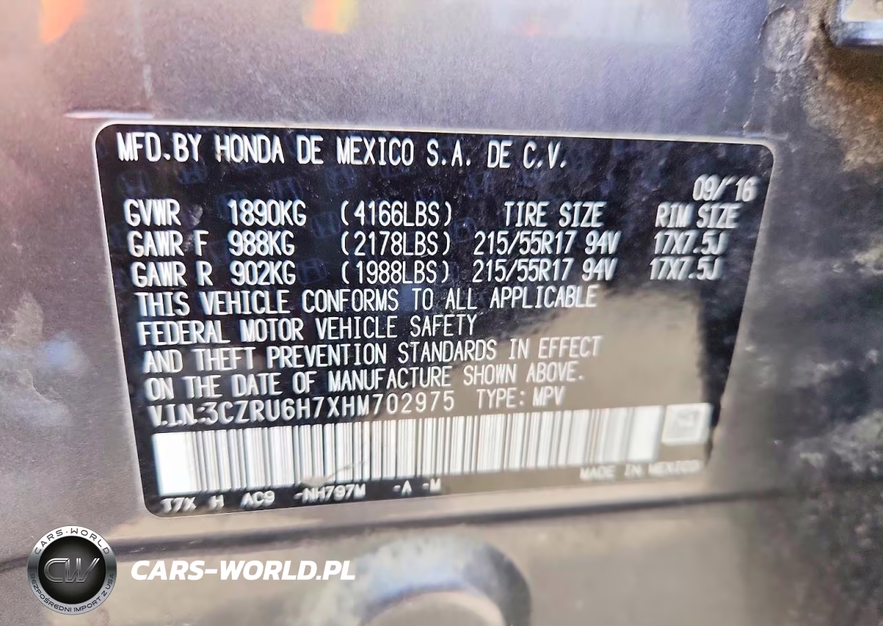 2017 Honda Hr-V Exl VIN:3CZRU6H7XHM702975 - 13
