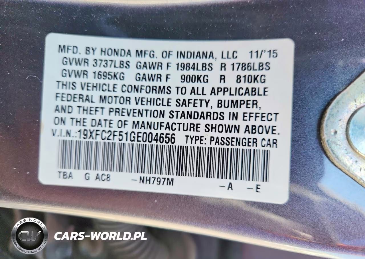 2016 Honda Civic Lx VIN:19XFC2F51GE004656 - 12