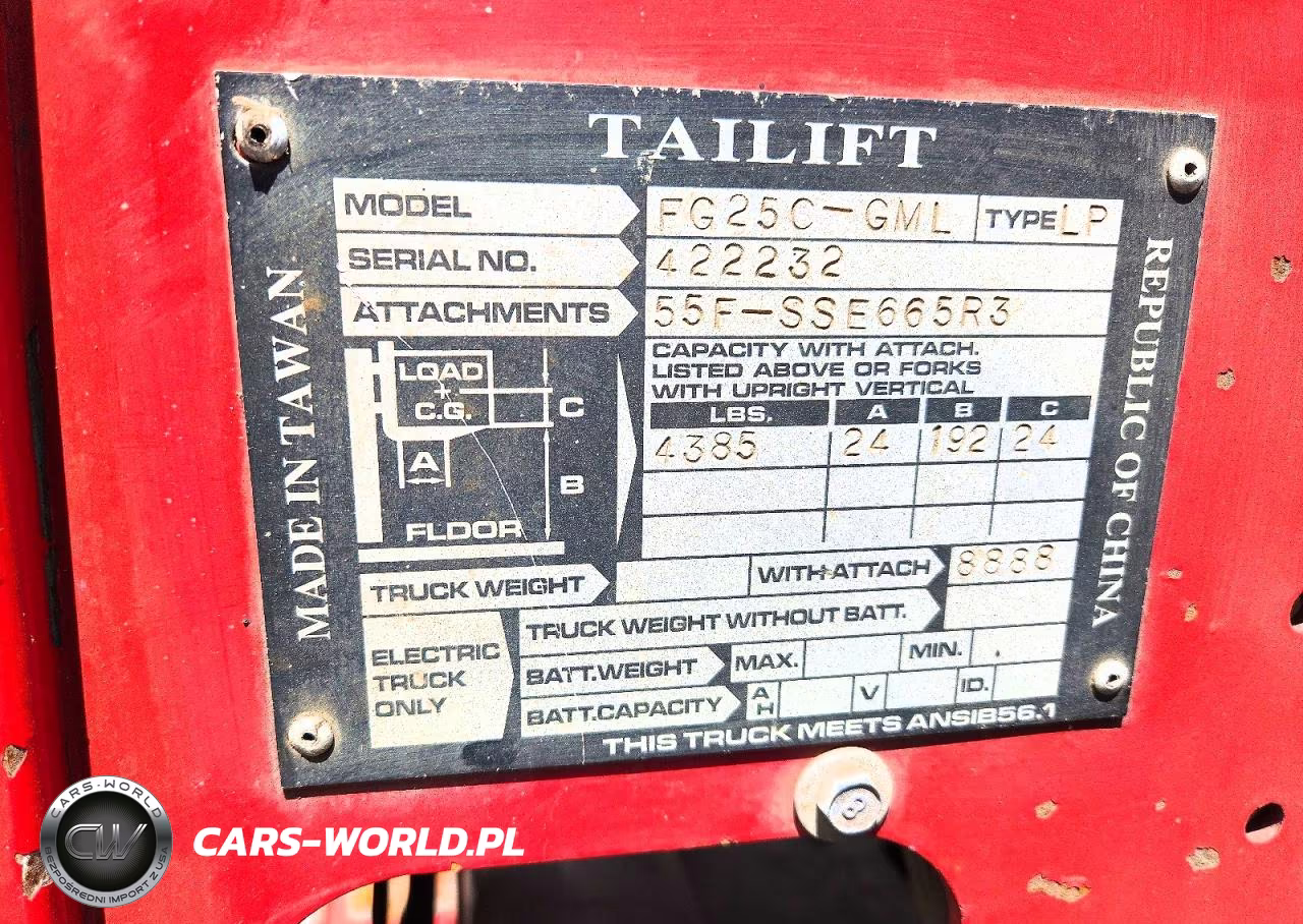 1986 Tailift Fg25C-Gml Forklift VIN:00000000000422232 - 10