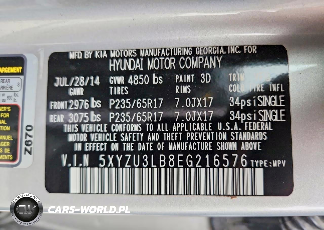 2014 Hyundai Santa Fe Sport 2.4L VIN:5XYZU3LB8EG216576 - 13
