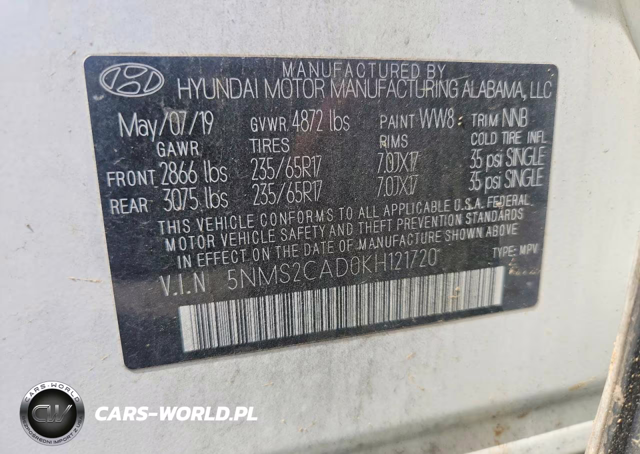 2019 Hyundai Santa Fe Se VIN:5NMS2CAD0KH121720 - 13