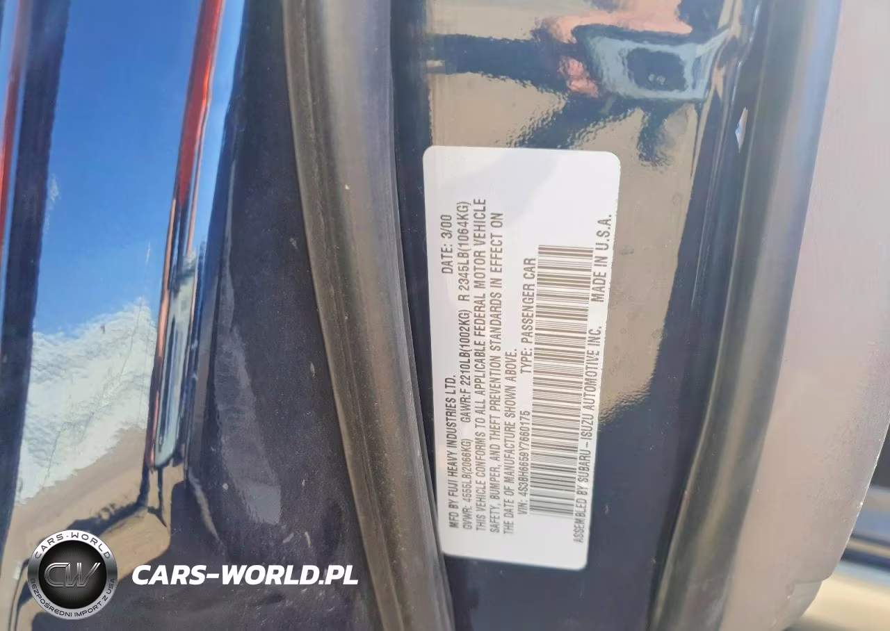 2000 Subaru Legacy Outback VIN:4S3BH6659Y7660175 - 12