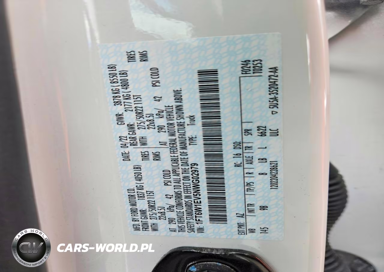 2022 Ford F150 Lightning Pro VIN:1FT6W1EV5NWG02979 - 12