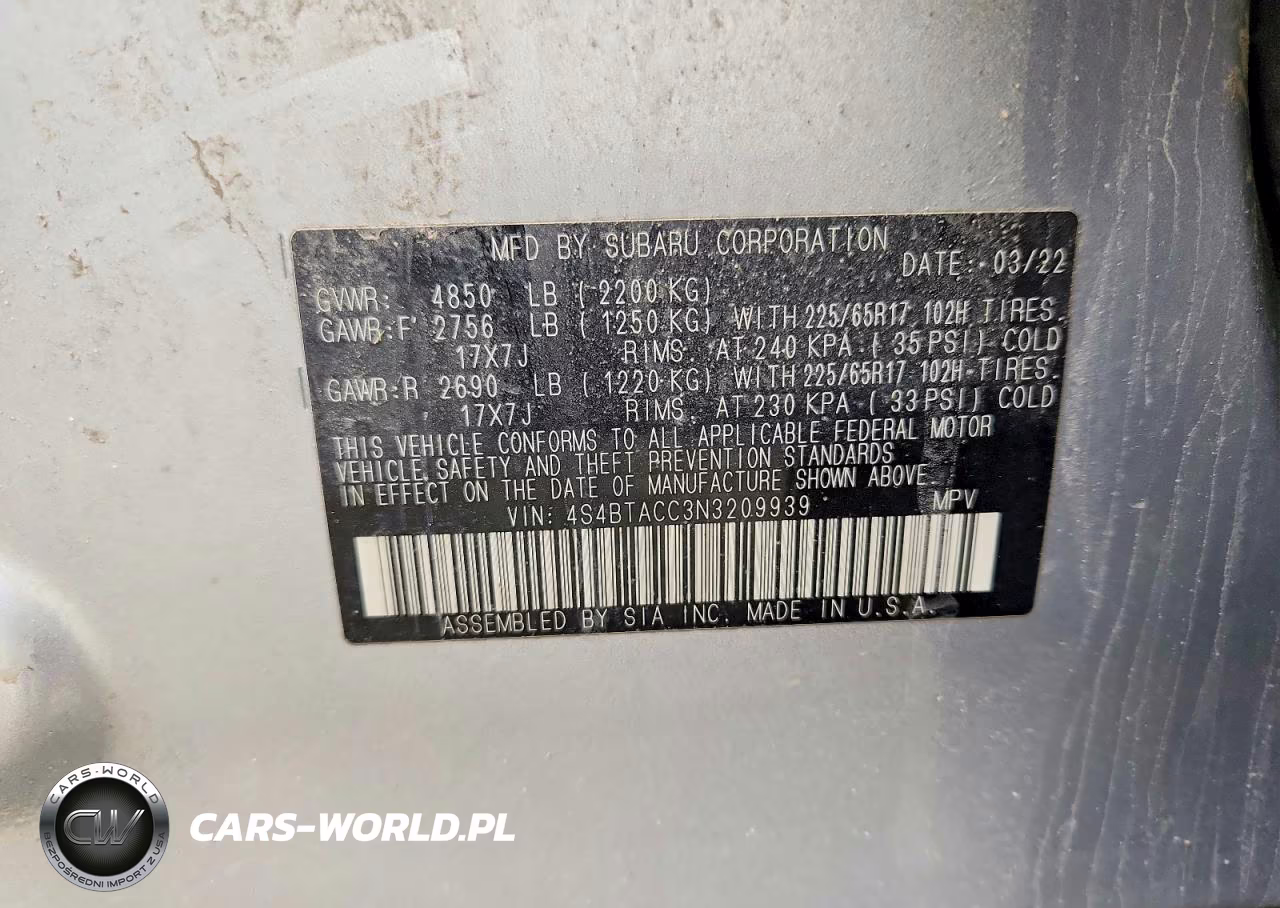 2022 Subaru Outback Premium VIN:4S4BTACC3N3209939 - 13