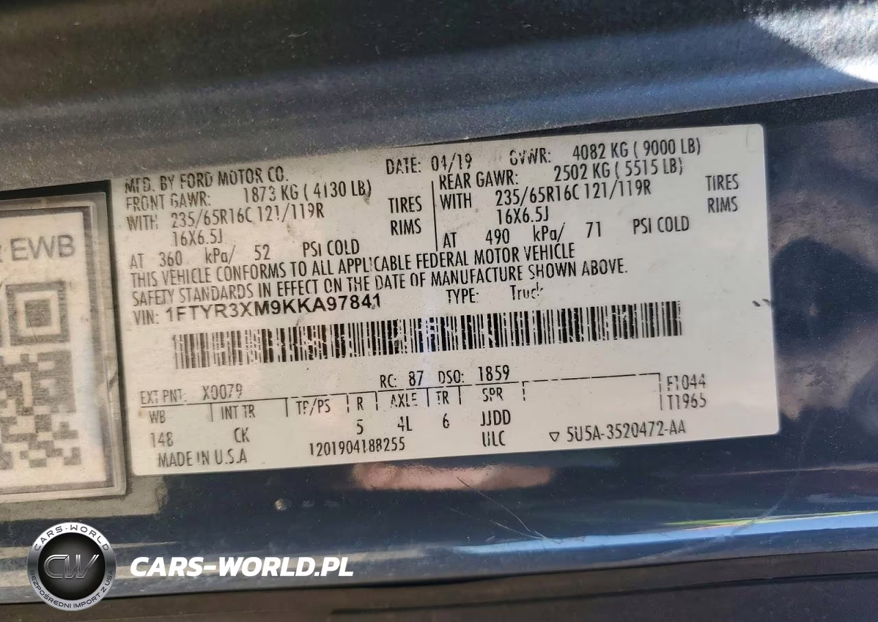 2019 Ford Transit T-250 VIN:1FTYR3XM9KKA97841 - 13