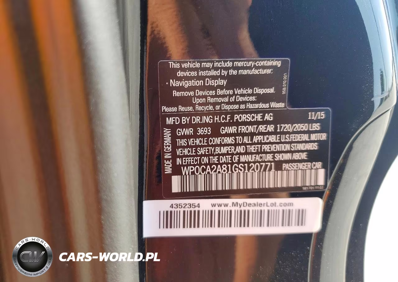 2016 Porsche Boxster VIN:WP0CA2A81GS120771 - 12