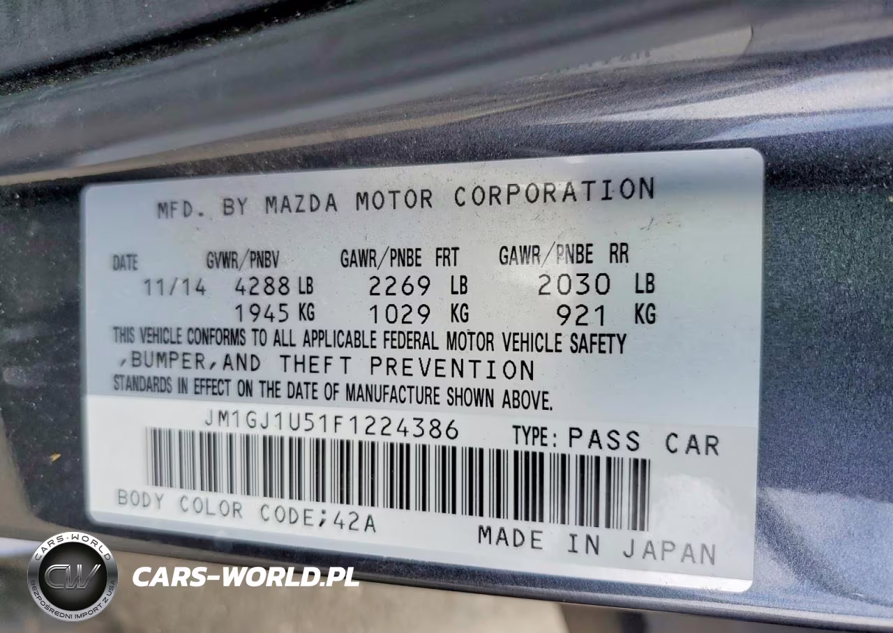 2015 Mazda 6 Sport VIN:JM1GJ1U51F1224386 - 12