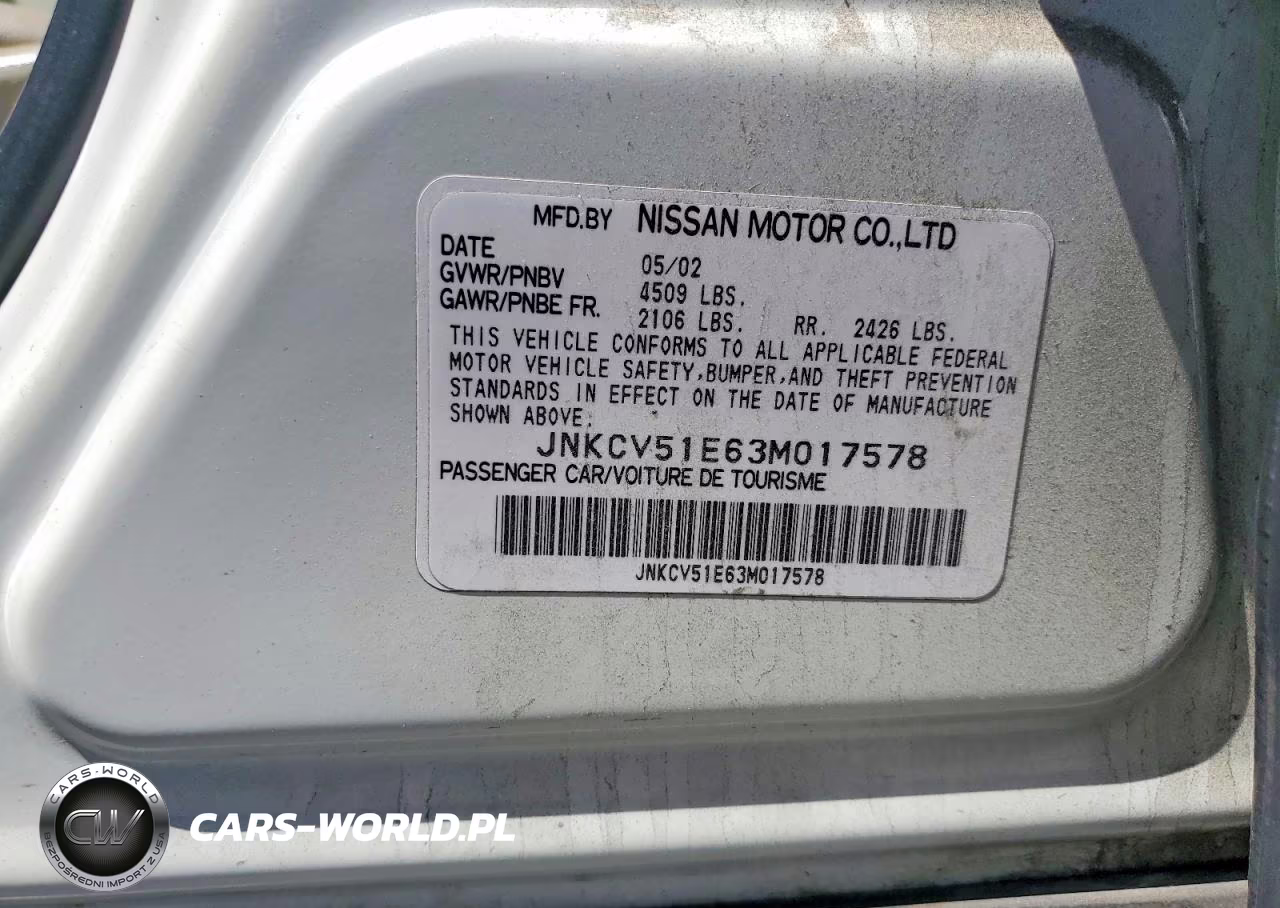 2003 Infiniti G35 Base VIN:JNKCV51E63M017578 - 12