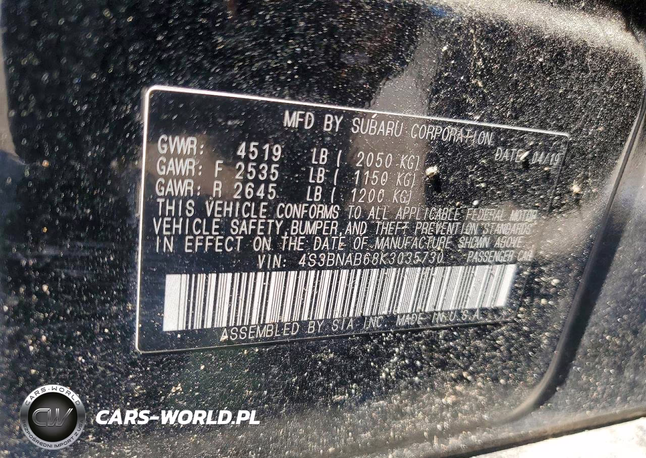 2019 Subaru Legacy 2.5I VIN:4S3BNAB68K3035730 - 12