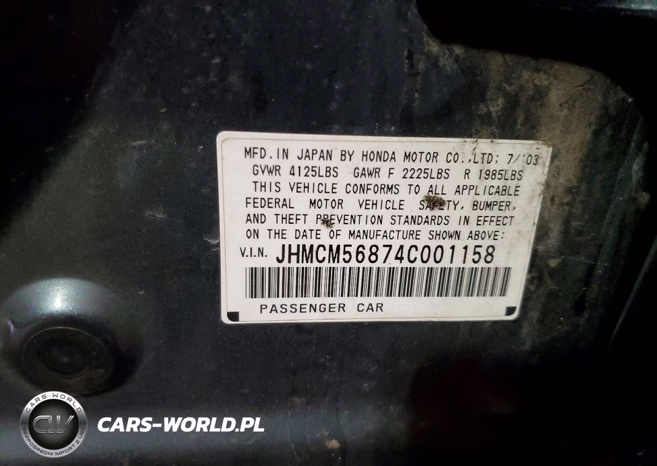2004 Honda Accord Ex VIN:JHMCM56874C001158 - 12