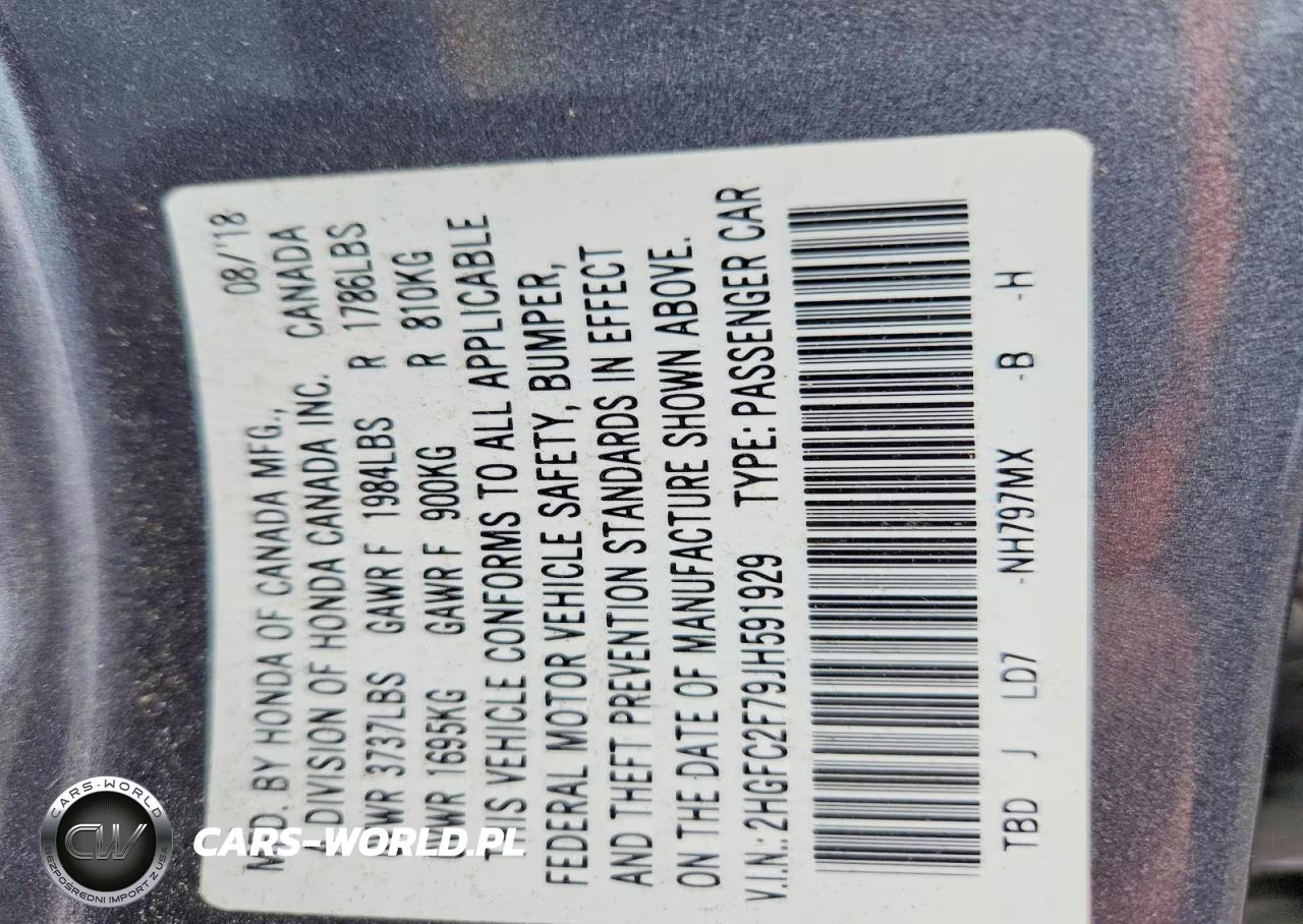 2018 Honda Civic Ex VIN:2HGFC2F79JH591929 - 12