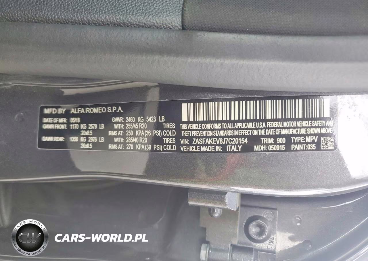 2018 Alfa Romeo Stelvio Quadrifoglio VIN:ZASFAKEV8J7C20154 - 13