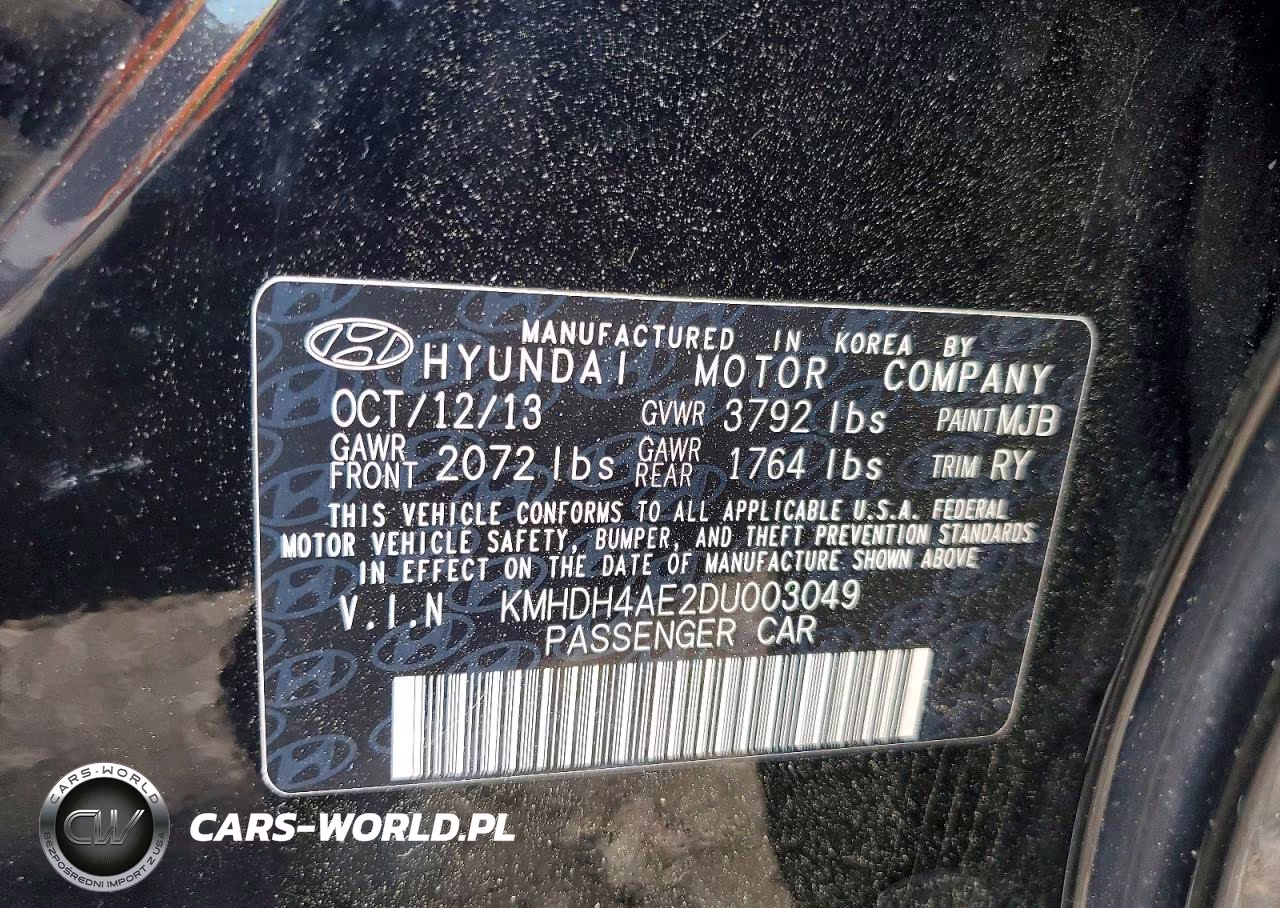 2013 Hyun Elantra VIN:KMHDH4AE2DU003049 - 12