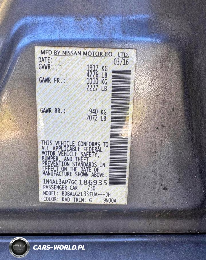 2016 Nissan Altima 2.5 S VIN:1N4AL3AP7GC186935 - 10