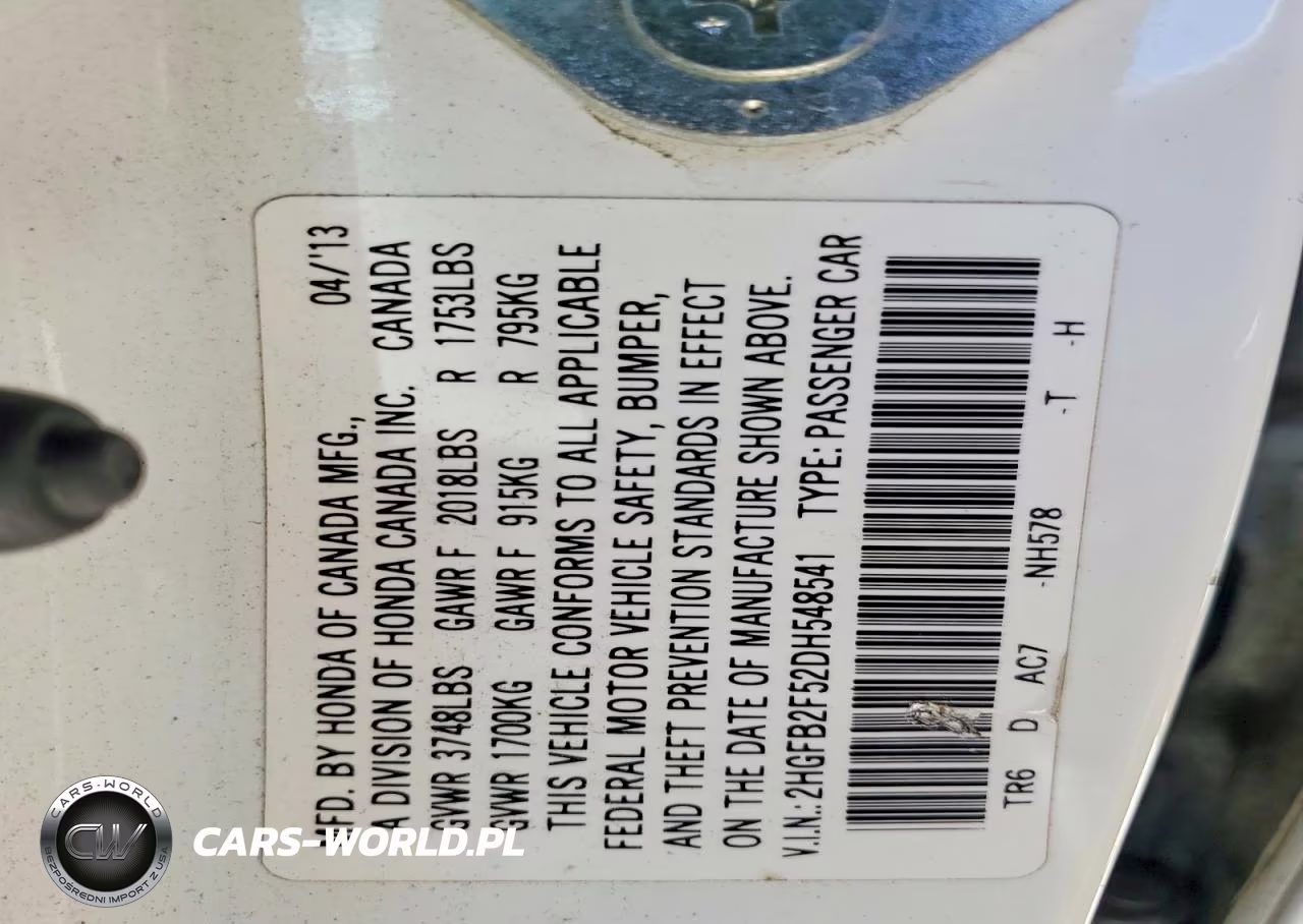 2013 Honda Civic Lx VIN:2HGFB2F52DH548541 - 13