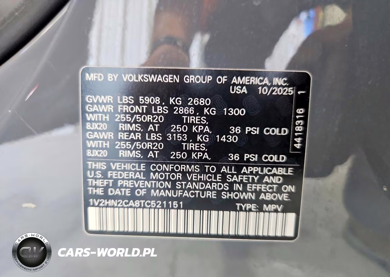 2026 Volkswagen Atlas Se VIN:1V2HN2CA8TC521151 - 13