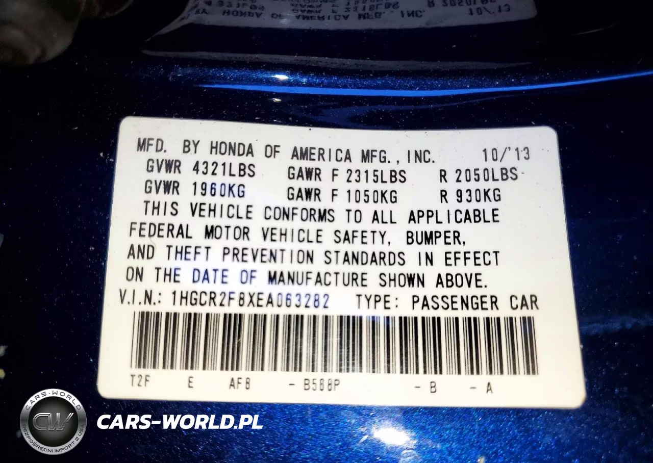 2014 Honda Accord Exl VIN:1HGCR2F8XEA063282 - 13