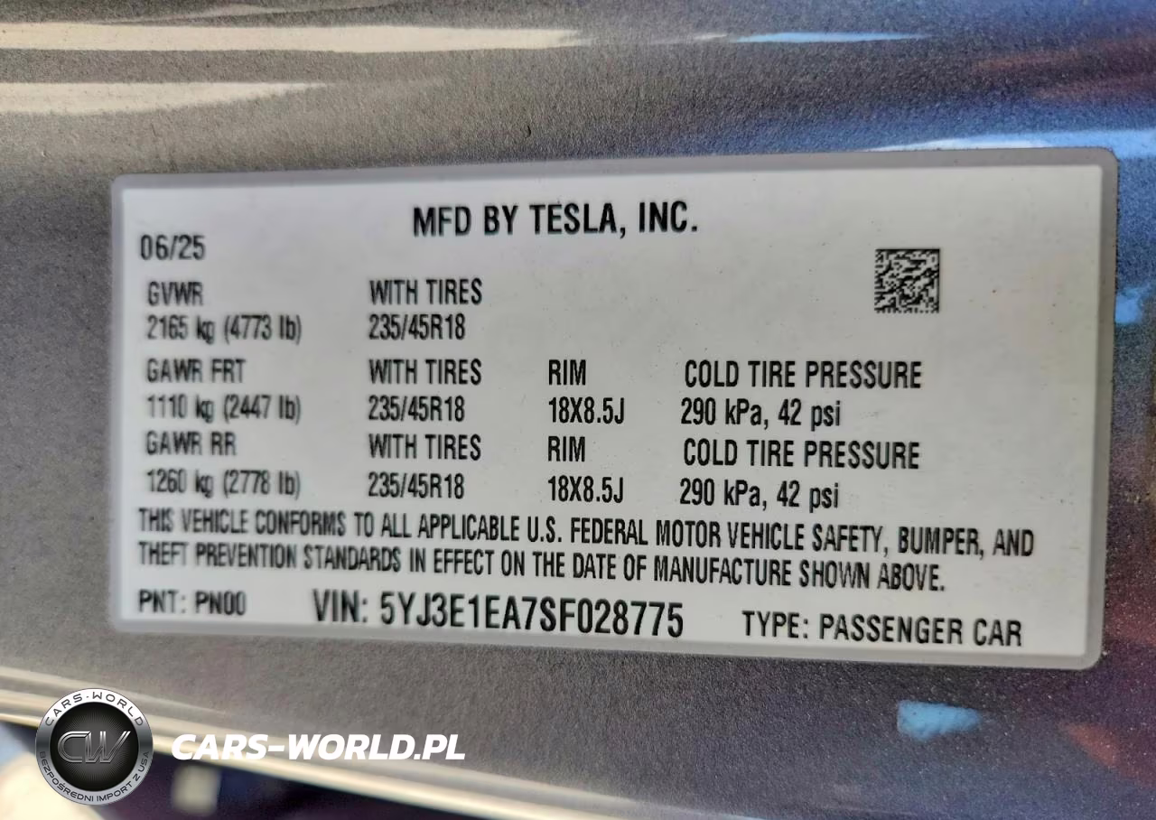 2025 Tesla Model 3 VIN:5YJ3E1EA7SF028775 - 12