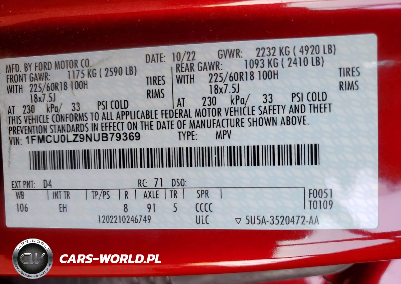 2022 Ford Escape Titanium VIN:1FMCU0LZ9NUB79369 - 13