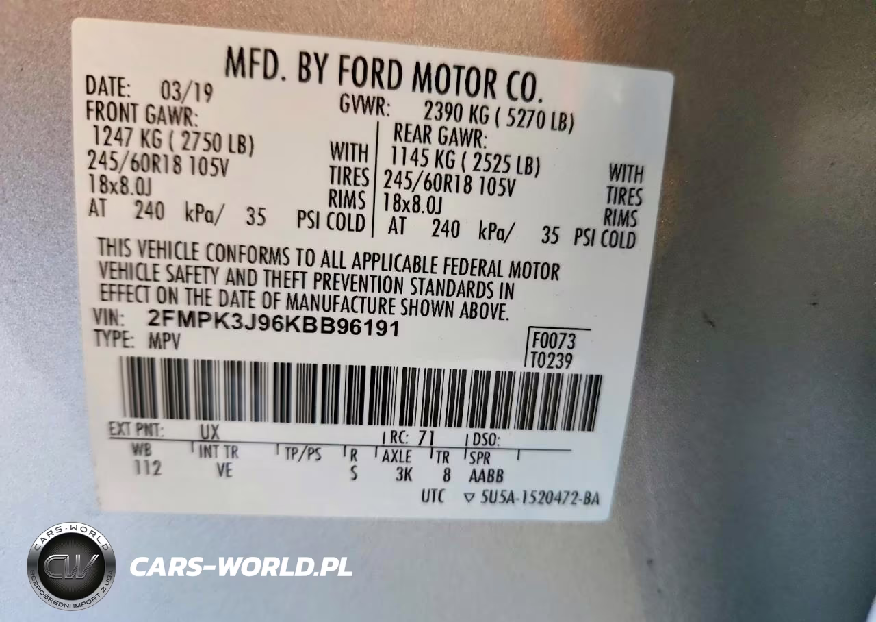 2019 Ford Edge Sel VIN:2FMPK3J96KBB96191 - 13