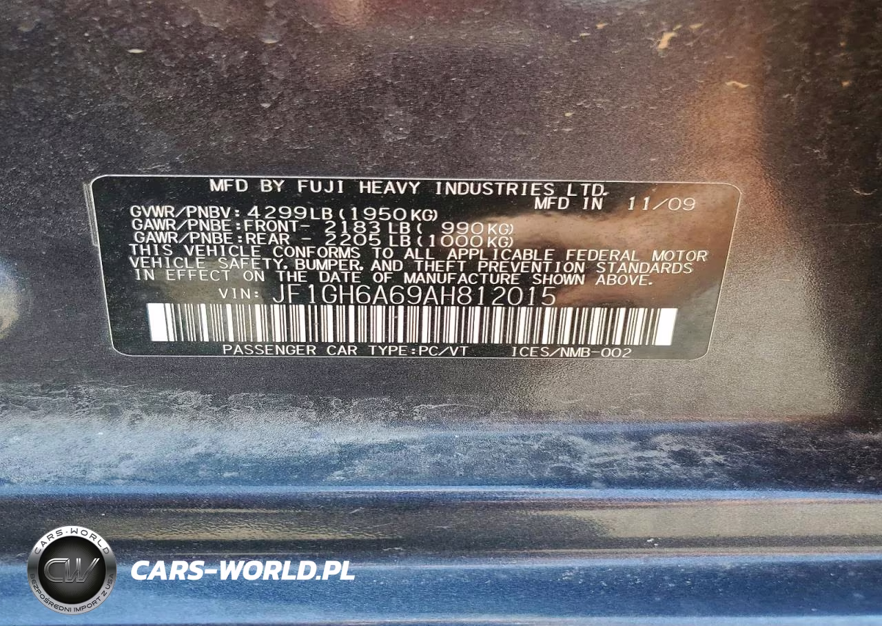2010 Subaru Impreza 2.5I VIN:JF1GH6A69AH812015 - 12