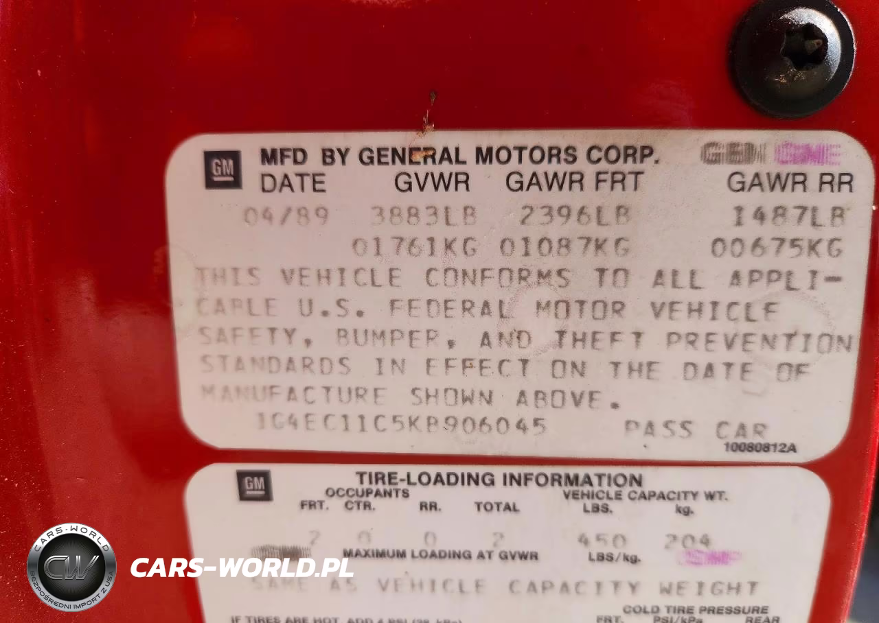 1989 Buick Reatta VIN:1G4EC11C5KB906045 - 12