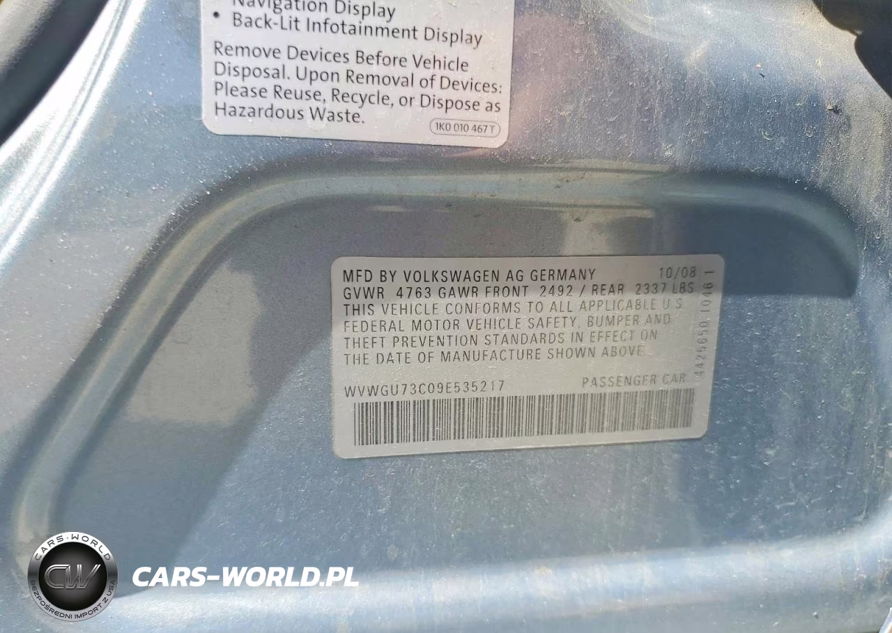 2009 Volk Cc VIN:WVWGU73C09E535217 - 12