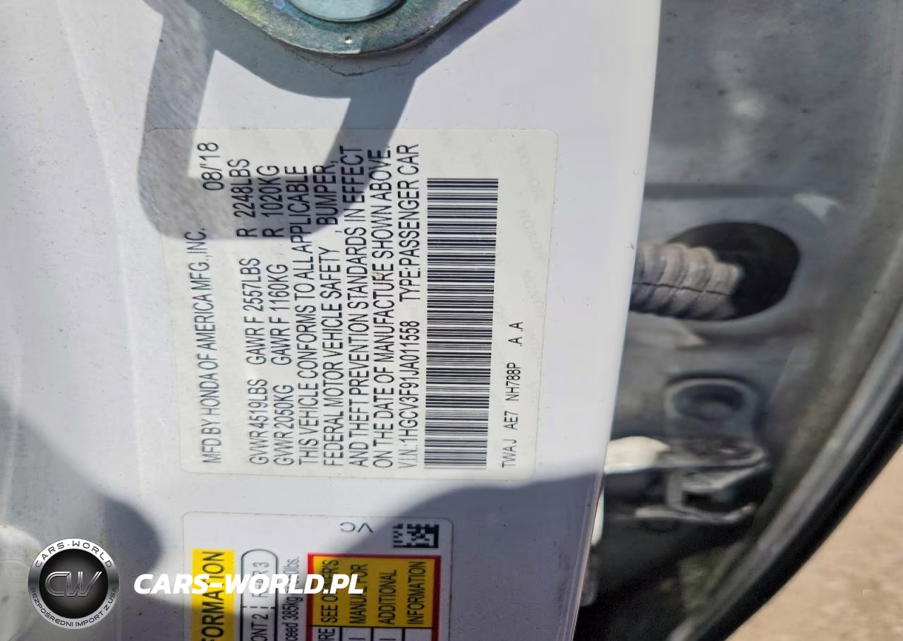 2018 Honda Accord Touring Hybrid VIN:1HGCV3F91JA011558 - 12