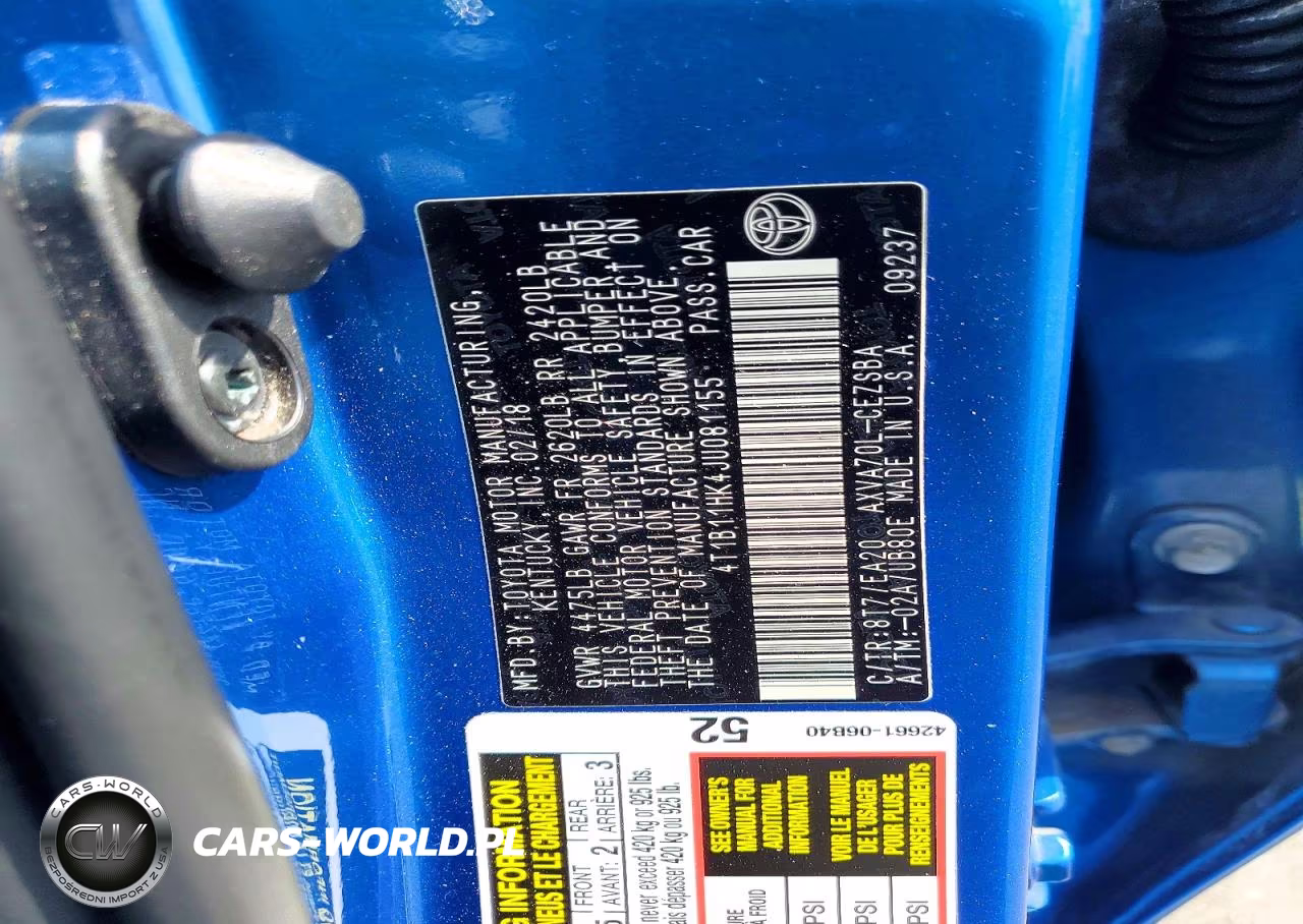 2018 Toyota Camry Se VIN:4T1B11HK4JU081155 - 12