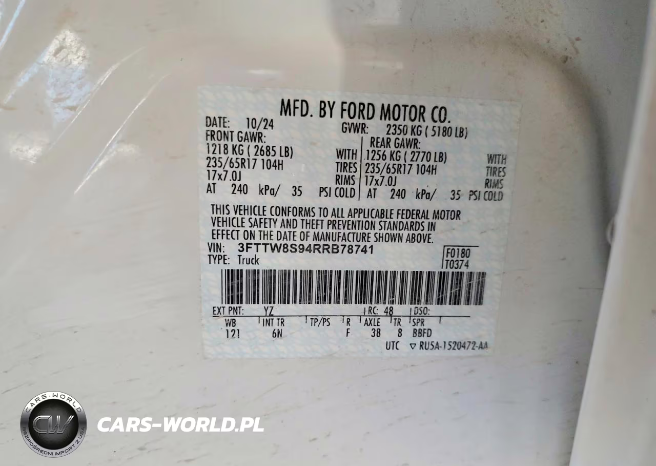 2024 Ford Maverick Lariat VIN:3FTTW8S94RRB78741 - 13