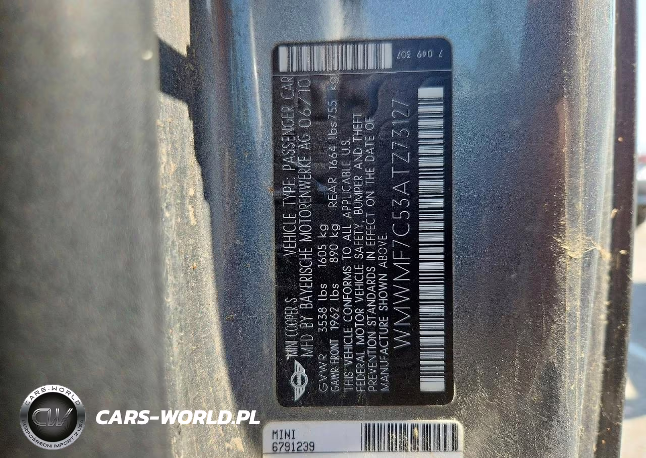 2010 Mini Cooper S VIN:WMWMF7C53ATZ73127 - 13